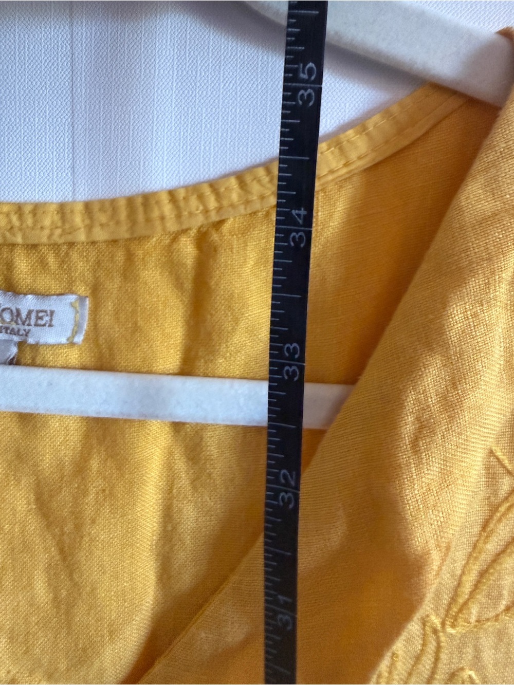 Lina Tomei Italian Linen Blend Mustard Embroidered Shift Dress M - Picture 7 of 7